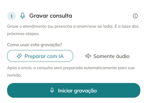 Tela real do MedChina para preparar a gravação da consulta e registrar o consentimento